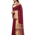 Women's Banarasi Silk Sarees With Zari Jacquard Work & Blouse Piece