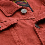 Men Orange Solid Denim Jacket