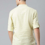 Men Lime Green Solid Straight Pure Cotton Short Kurta