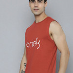 Men Red & White Printed T-shirt