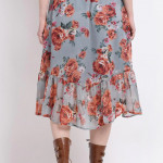 Floral Print Flared Skirt