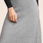 Women Grey Melange Knitted Midi A-Line Skirt