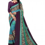 Purple & Sky Blue Floral Saree