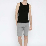 Men Black Solid Gym Vest