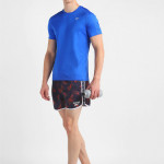 Men Navy Blue & Red Logo Printed Sports Shorts