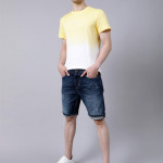 Men Blue Washed Slim Fit Denim Shorts