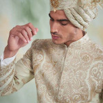 Mint Embroidered Sherwani Set