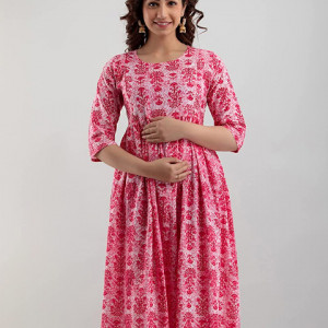 Women's Printed Cotton Maternity Kurti Gown for Women